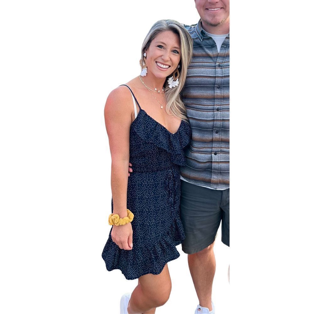 Pixi & Ivy navy polka dot wrap dress